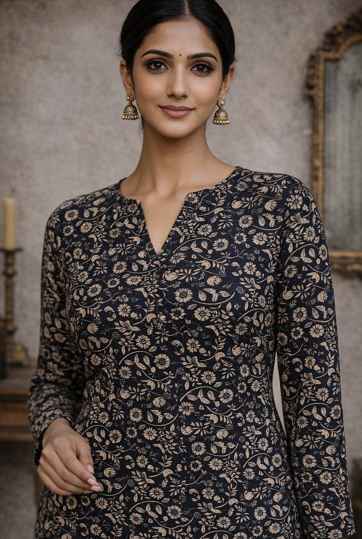 Trending floral digital print muslin silk tunic / stylish short kurti for grilish