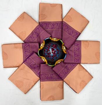 Peach and plum purple woven silk blend saree 2