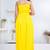 Yellow pintuck solid rayon stitched sleevless flared pant suit set