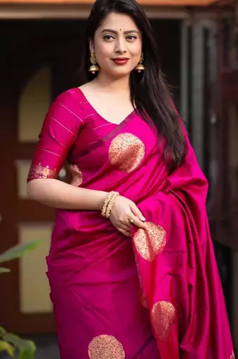 Magenta pink silk blend saree