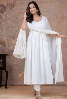 White pintuck solid rayon stitched sleevless flared pant suit set 1