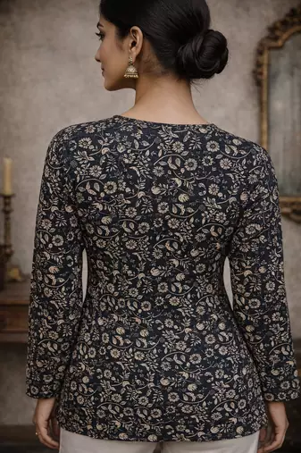  floral digital print muslin silk blend tunic
