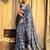 Navy blue silk blend saree