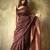 Chocolate brown silk blend saree with copper zari
