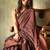 Chocolate brown silk blend saree with copper zari