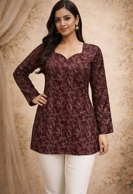  floral digital print muslin silk blend tunic 1