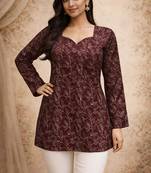 Trending floral digital print muslin silk tunic / stylish short kurti for grilish