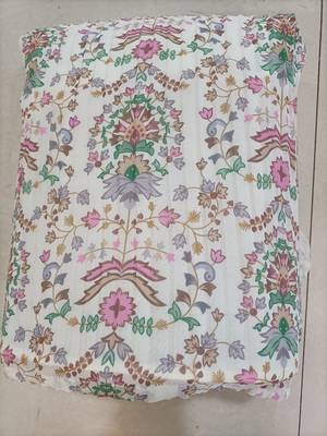 White Georgette Printed Lehenga Choli Unstitch Blouse with Dupatta For Women 5
