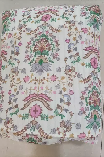 White Georgette Printed Lehenga Choli Unstitch Blouse with Dupatta For Women