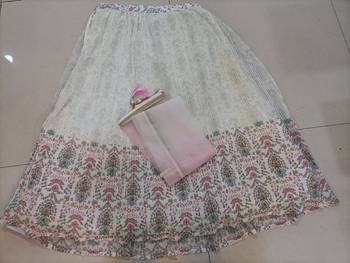 White Georgette Printed Lehenga Choli Unstitch Blouse with Dupatta For Women 6