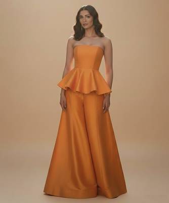 Orange woven satin co ord set 1