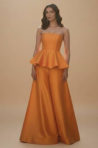 Orange woven satin co ord set