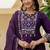 purple Color Embroidery Thread With Real Mirror Hand Work Viscose Roman Silk Kurta pant Set.