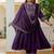 purple Color Embroidery Thread With Real Mirror Hand Work Viscose Roman Silk Kurta pant Set.