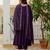 purple Color Embroidery Thread With Real Mirror Hand Work Viscose Roman Silk Kurta pant Set.