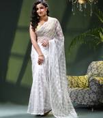 Fancy net sequin embroidered soft net saree party wear chiffon wedding silk georgette heavy farewell saree for women