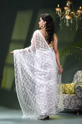 Fancy net sequin embroidered soft net saree party wear chiffon wedding silk georgette heavy farewell saree for women