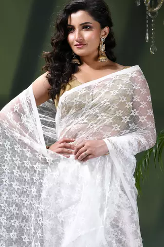 Fancy net sequin embroidered soft net saree party wear chiffon wedding silk georgette heavy farewell saree for women
