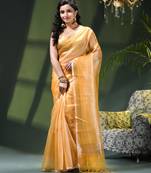 Women's tissue silk kanjivaram saree trendy roshni art design golden art silk saree for women