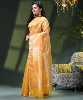 Women's tissue silk kanjivaram saree trendy roshni art design golden art silk saree for women 3