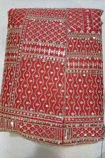 Red Satin Embroidery With Sequence Work Lehenga Choli For Women