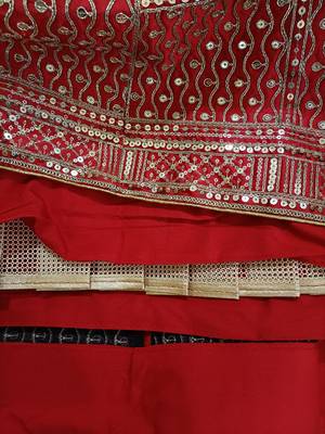 Red Satin Embroidery With Sequence Work Lehenga Choli For Women 8