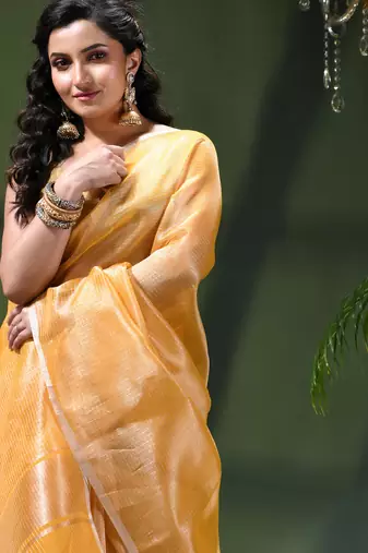 Women's tissue silk kanjivaram saree trendy roshni art design golden art silk saree for women