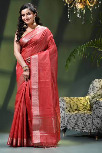 Women`s kanjivaram silk party wear trendy zari work kanak design kora tissue banarasi saree for women