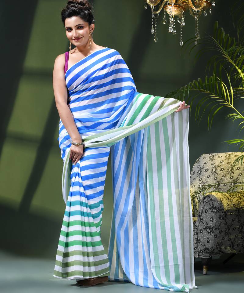 Chiffon georgette chandni design farewell party wear saree for women