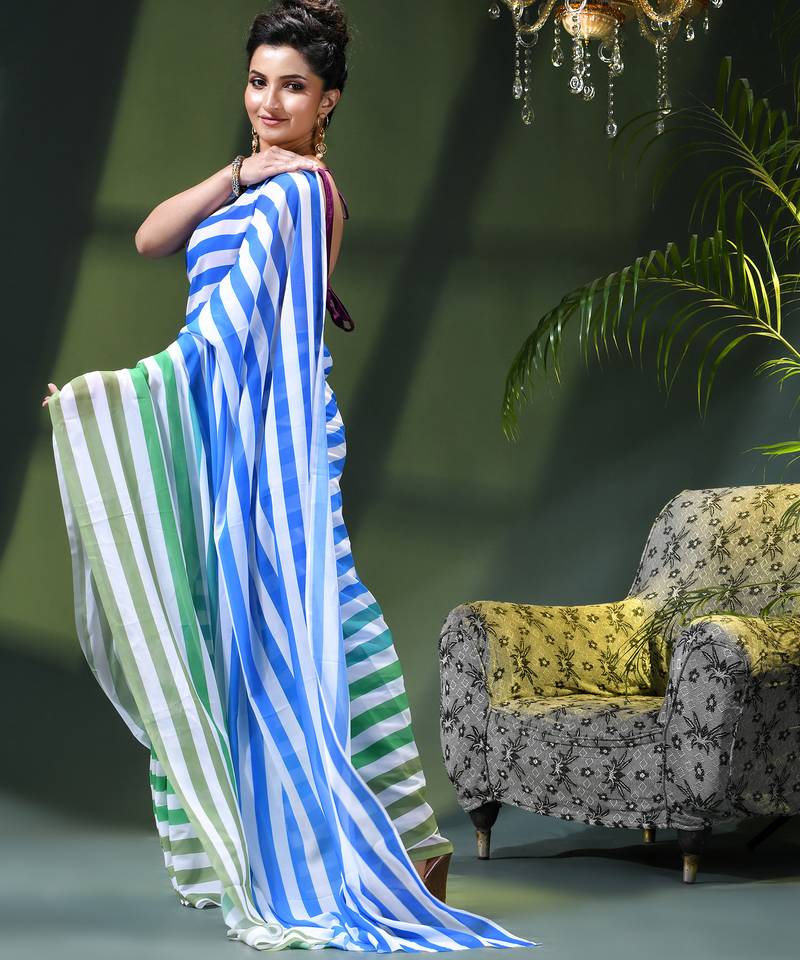 Chiffon georgette chandni design farewell party wear saree for women