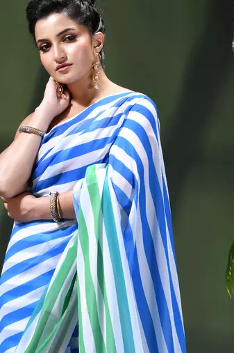 Chiffon georgette chandni design farewell party wear saree for women