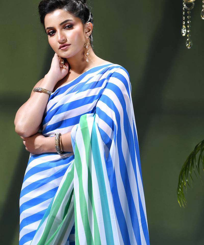 Chiffon georgette chandni design farewell party wear saree for women