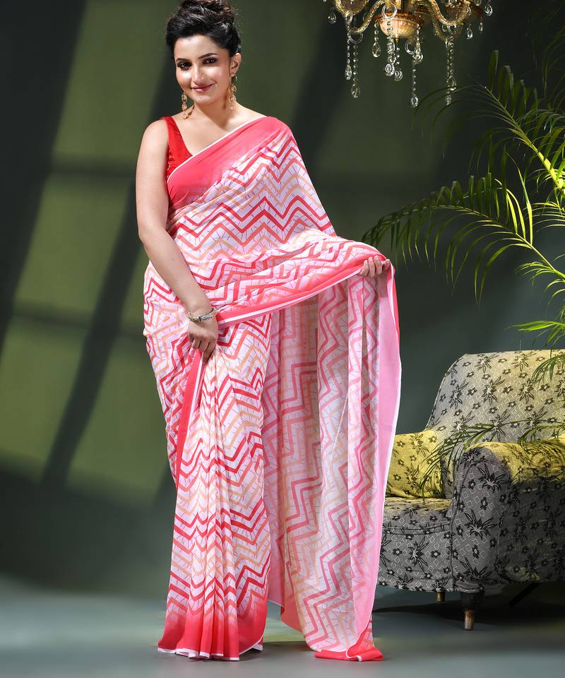 Georgette chiffon saree latest wedding rekhamaya printed cotton chiffon saree for women
