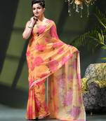Printed chiffon georgette fancy saree for women latest bandhani party wear saree for women