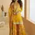 yellow chinon silk zari embroidered sharara set