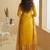 Women's yellow chinon silk zari embroidered sequins sharara suit