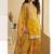 Women's yellow chinon silk zari embroidered sequins sharara suit