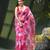 Women's printed organza sari trending rose leaf design fancy wedding saree for women