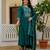 Teal Color Embroidery Thread With Real Mirror Hand Work Viscose Roman Silk Kurta pant Set.