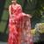 Women's printed organza sari trending rose leaf design fancy wedding saree for women