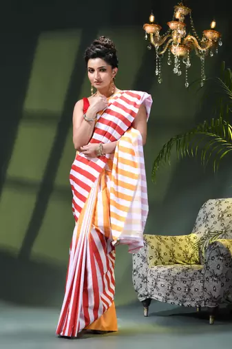 Women's silk fancy party wear chiffon georgette sari latest suhasini printed pure crepe sarees for women