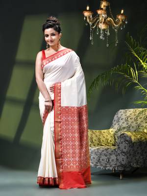 Women's kanjivaram silk party wear saree sinduraah art silk wedding saree winth unstitch blouse piece 1