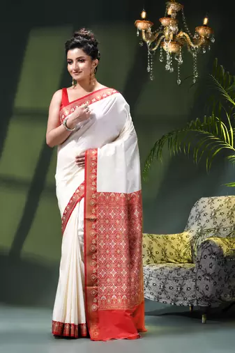 Women's kanjivaram silk party wear saree sinduraah art silk wedding saree winth unstitch blouse piece