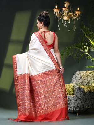 Women's kanjivaram silk party wear saree sinduraah art silk wedding saree winth unstitch blouse piece 3