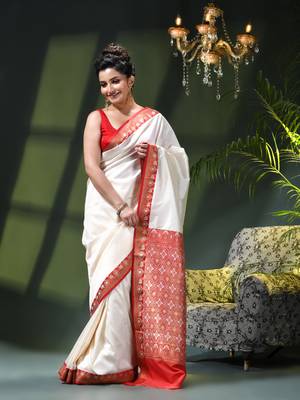 Women's kanjivaram silk party wear saree sinduraah art silk wedding saree winth unstitch blouse piece 4