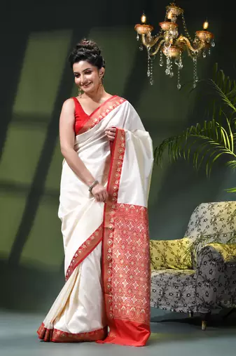 Women's kanjivaram silk party wear saree sinduraah art silk wedding saree winth unstitch blouse piece