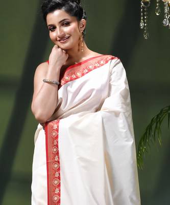 Women's kanjivaram silk party wear saree sinduraah art silk wedding saree winth unstitch blouse piece 5