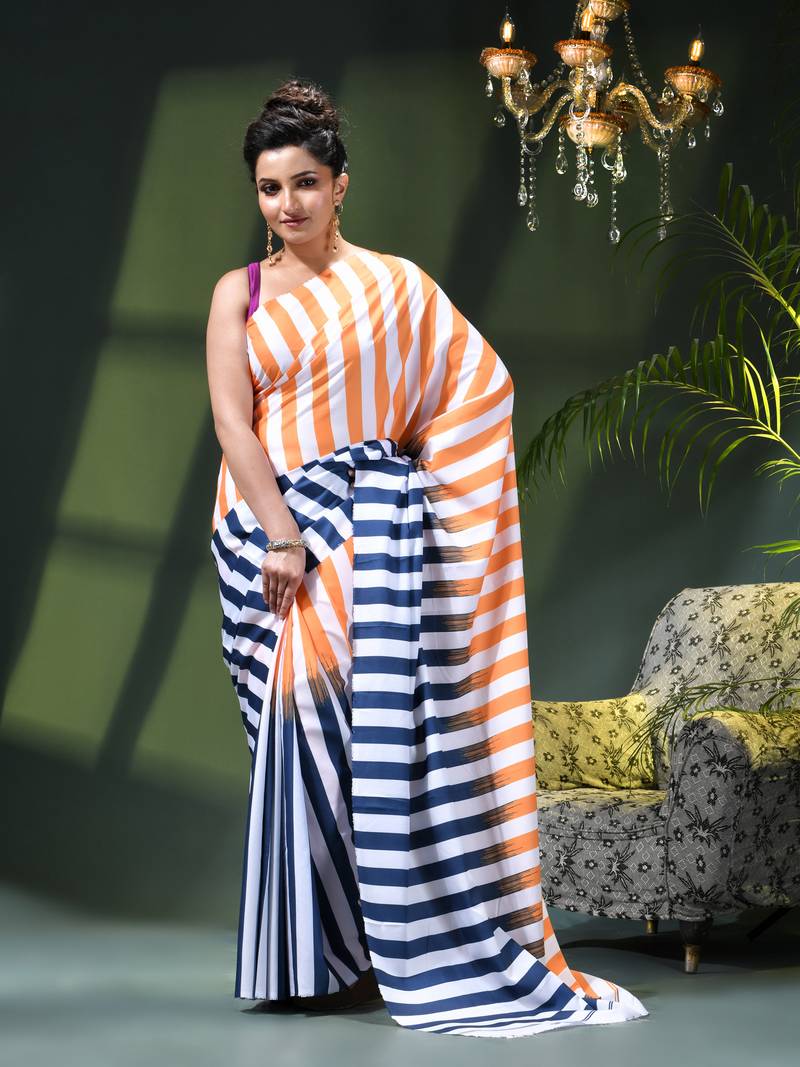 Women's silk fancy party wear chiffon georgette sari latest suhasini printed pure crepe sarees for women