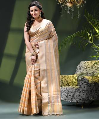 Kanjivaram silk saree trendy kora tissue desinge organza swarnika zari banarasi saree for women 1