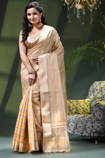 Kanjivaram silk saree trendy kora tissue desinge organza swarnika zari banarasi saree for women